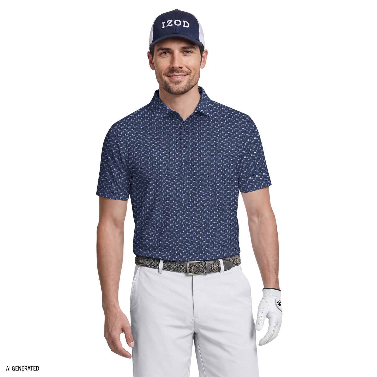 Izod GOLF SWINGFLEX ELITE SHORT SLEEVE PRINTED POLO - SARGASSO SEA