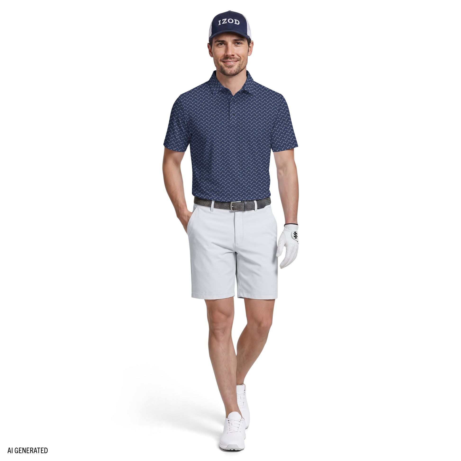 Izod GOLF SWINGFLEX ELITE SHORT SLEEVE PRINTED POLO - SARGASSO SEA