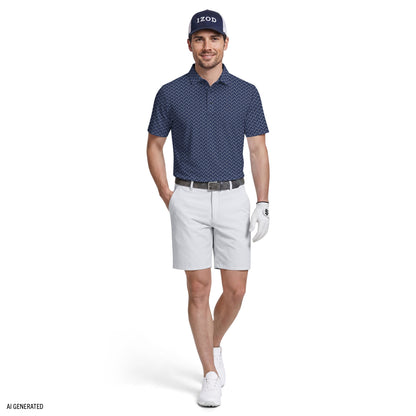 Izod GOLF SWINGFLEX ELITE SHORT SLEEVE PRINTED POLO - SARGASSO SEA