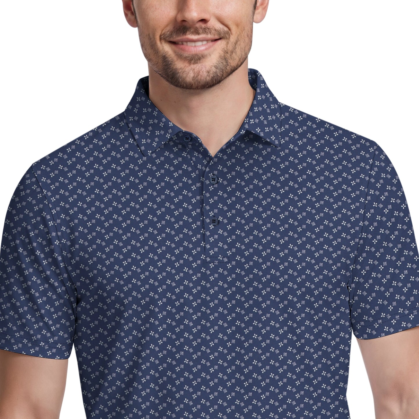 Izod GOLF SWINGFLEX ELITE SHORT SLEEVE PRINTED POLO - SARGASSO SEA