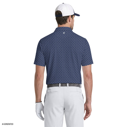 Izod GOLF SWINGFLEX ELITE SHORT SLEEVE PRINTED POLO - SARGASSO SEA