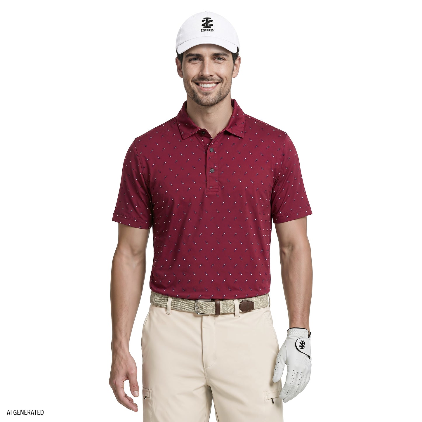 Izod GOLF SWINGFLEX ELITE SHORT SLEEVE PRINTED POLO - SUNDRIED TOMATO