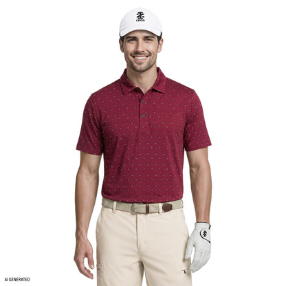 Izod GOLF SWINGFLEX ELITE SHORT SLEEVE PRINTED POLO - SUNDRIED TOMATO