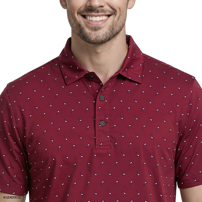 Izod GOLF SWINGFLEX ELITE SHORT SLEEVE PRINTED POLO - SUNDRIED TOMATO