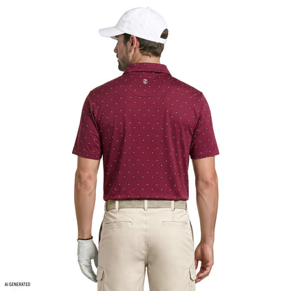 Izod GOLF SWINGFLEX ELITE SHORT SLEEVE PRINTED POLO - SUNDRIED TOMATO
