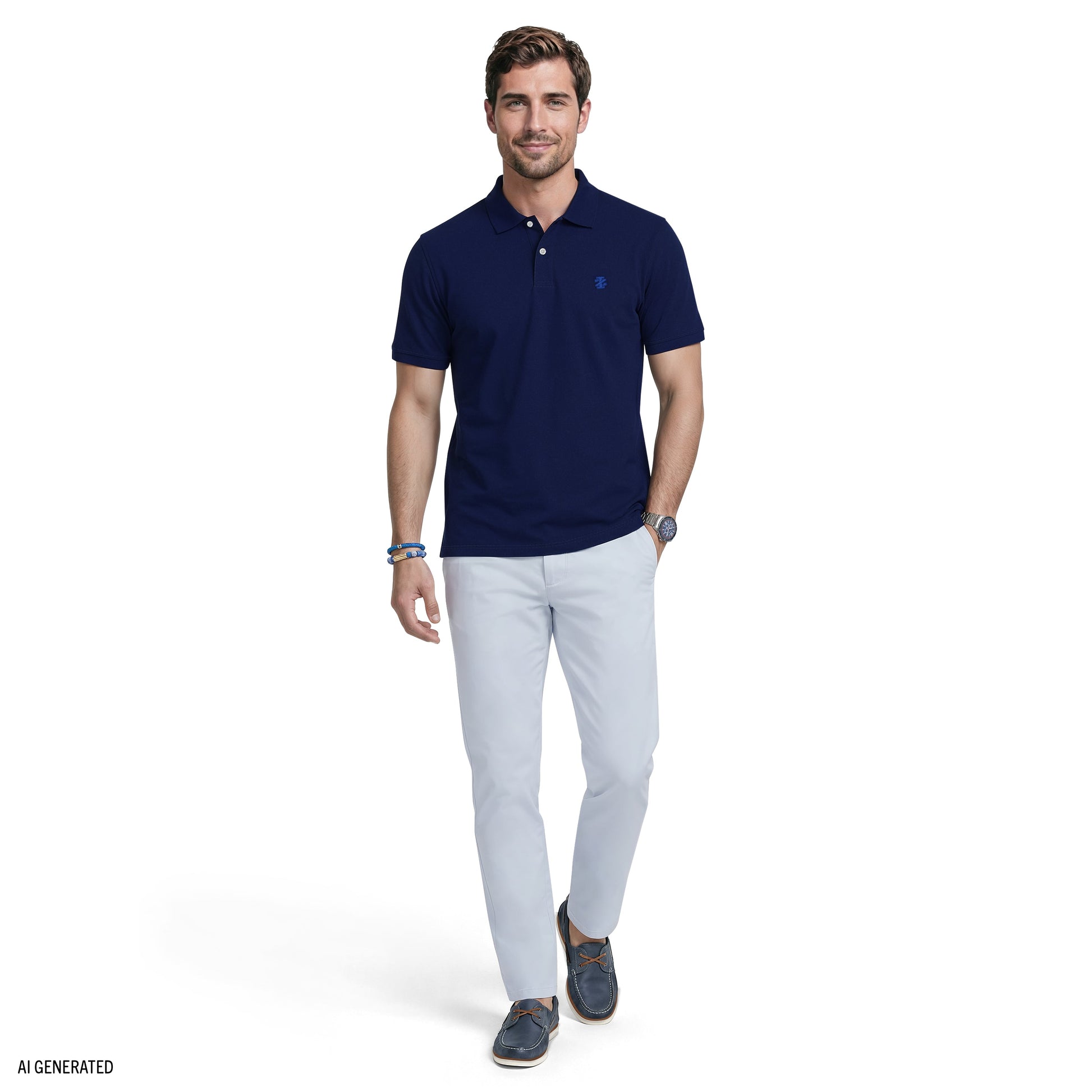Izod INTERLOCK SHORT SLEEVE POLO - MEDIEVAL BLUE