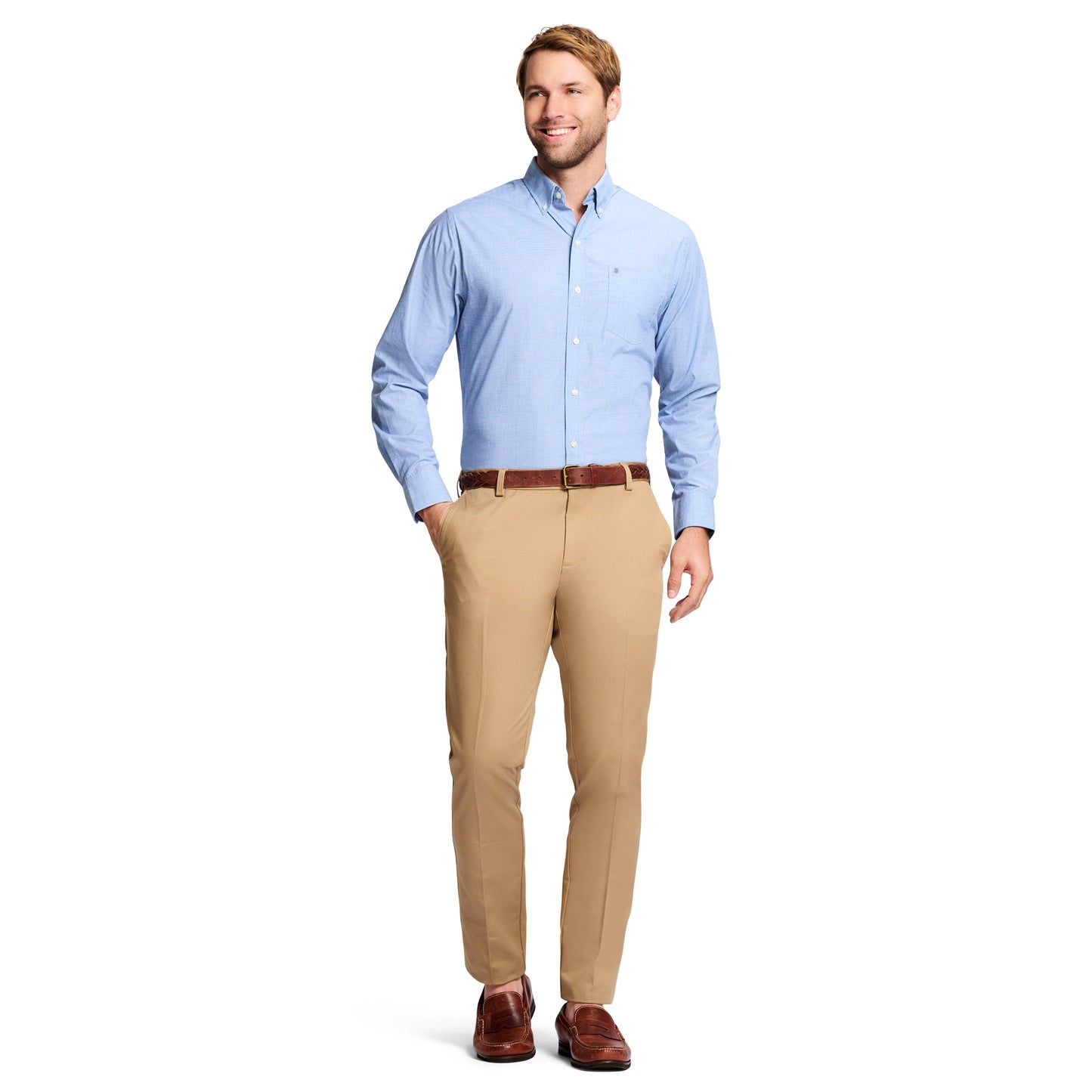 Izod American Chino Flat-Front Slim Fit Pant - English Khaki
