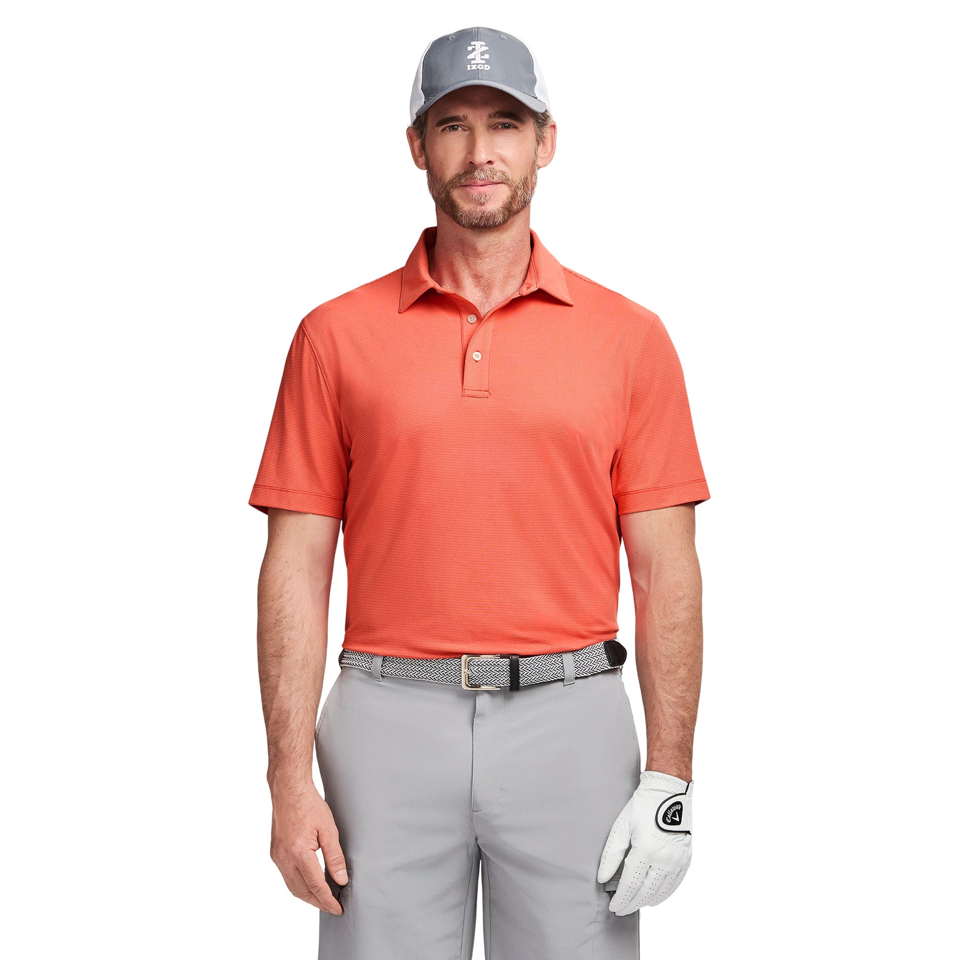 Izod GOLF SWINGFLEX ELITE MESH POLO - ROSE OF SHARON