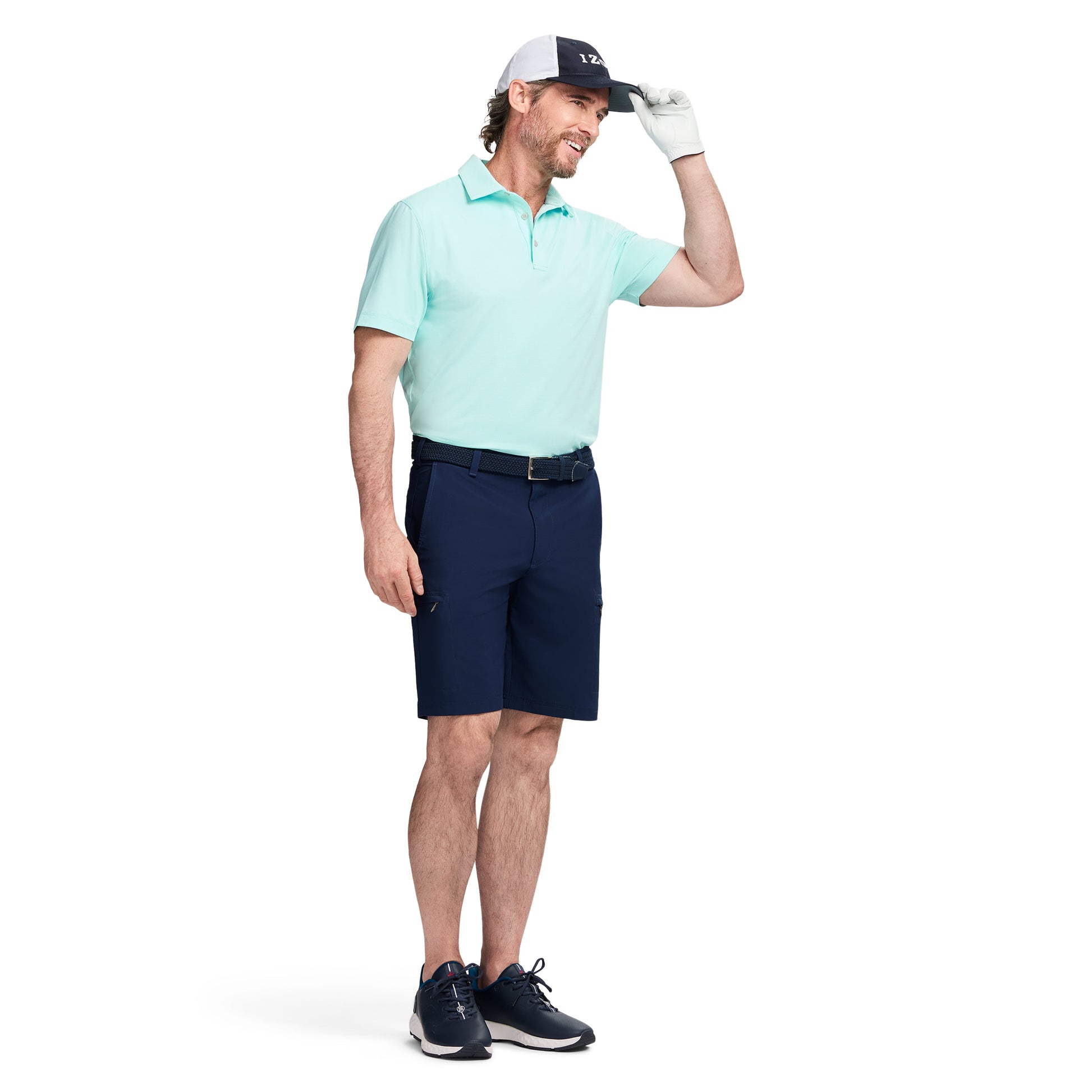 Izod GOLF SWINGFLEX ELITE MESH POLO - TANAGER TURQUOISE