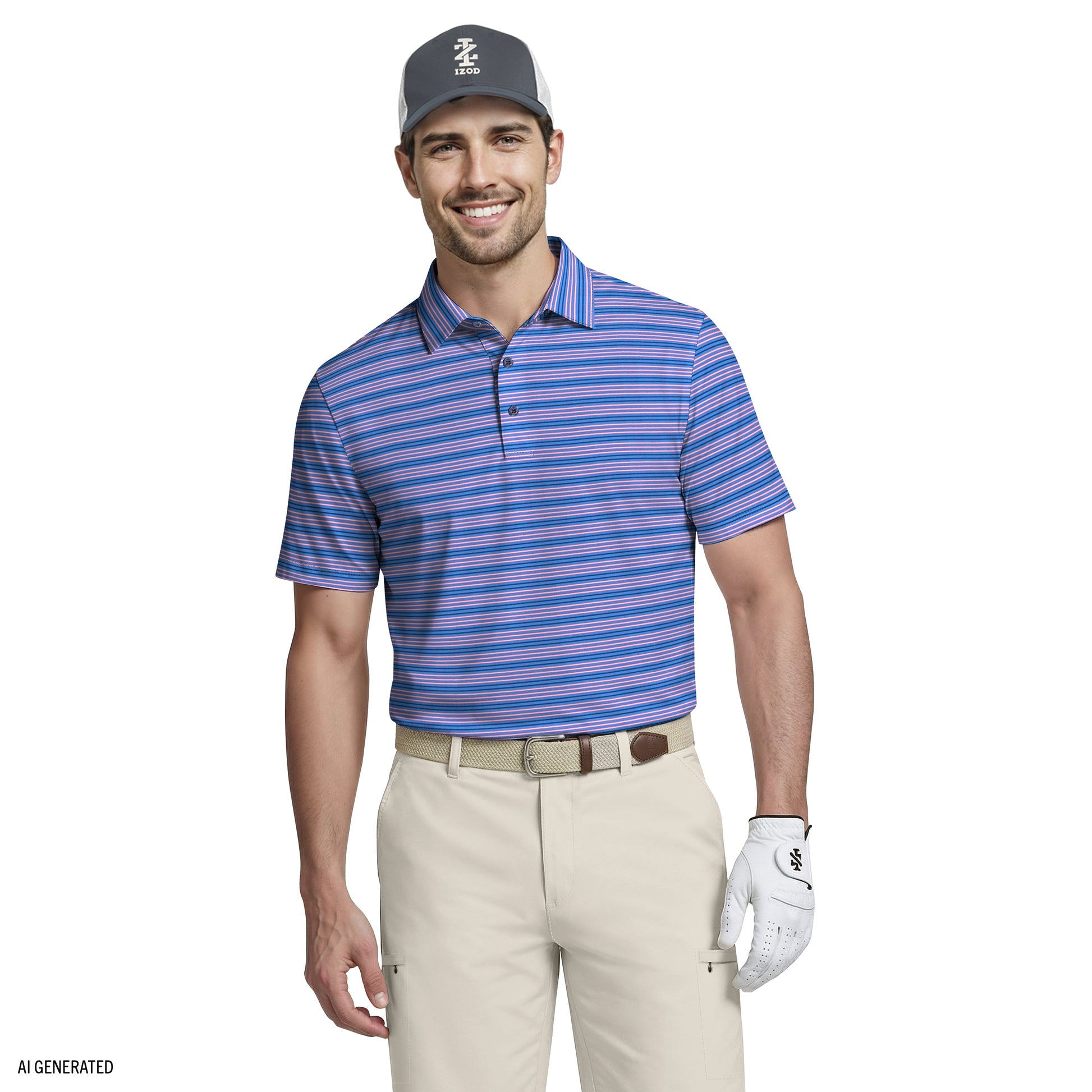 Izod GOLF SWINGFLEX ELITE PRINTED POLO - BRIGHT COBALT
