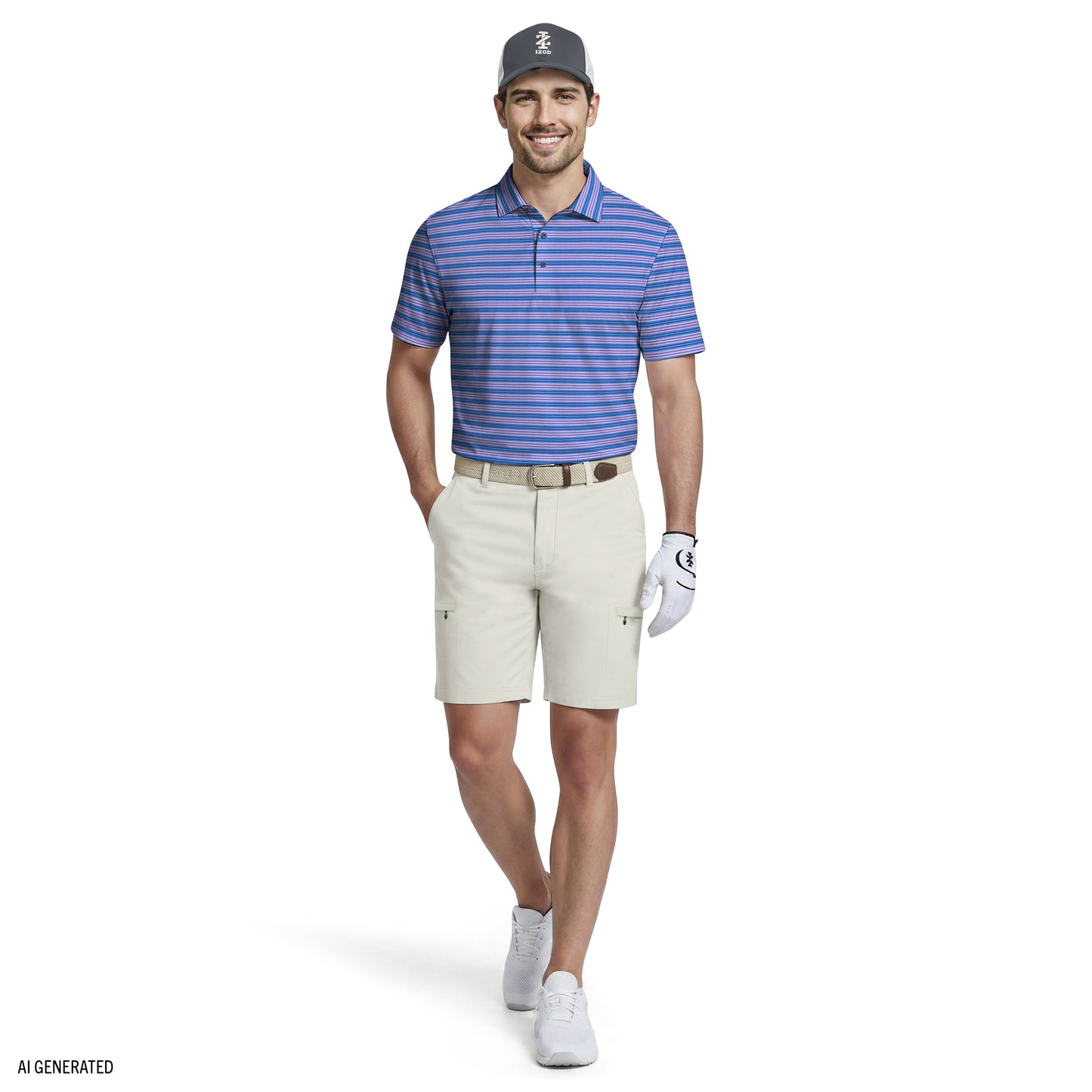 Izod GOLF SWINGFLEX ELITE PRINTED POLO - BRIGHT COBALT