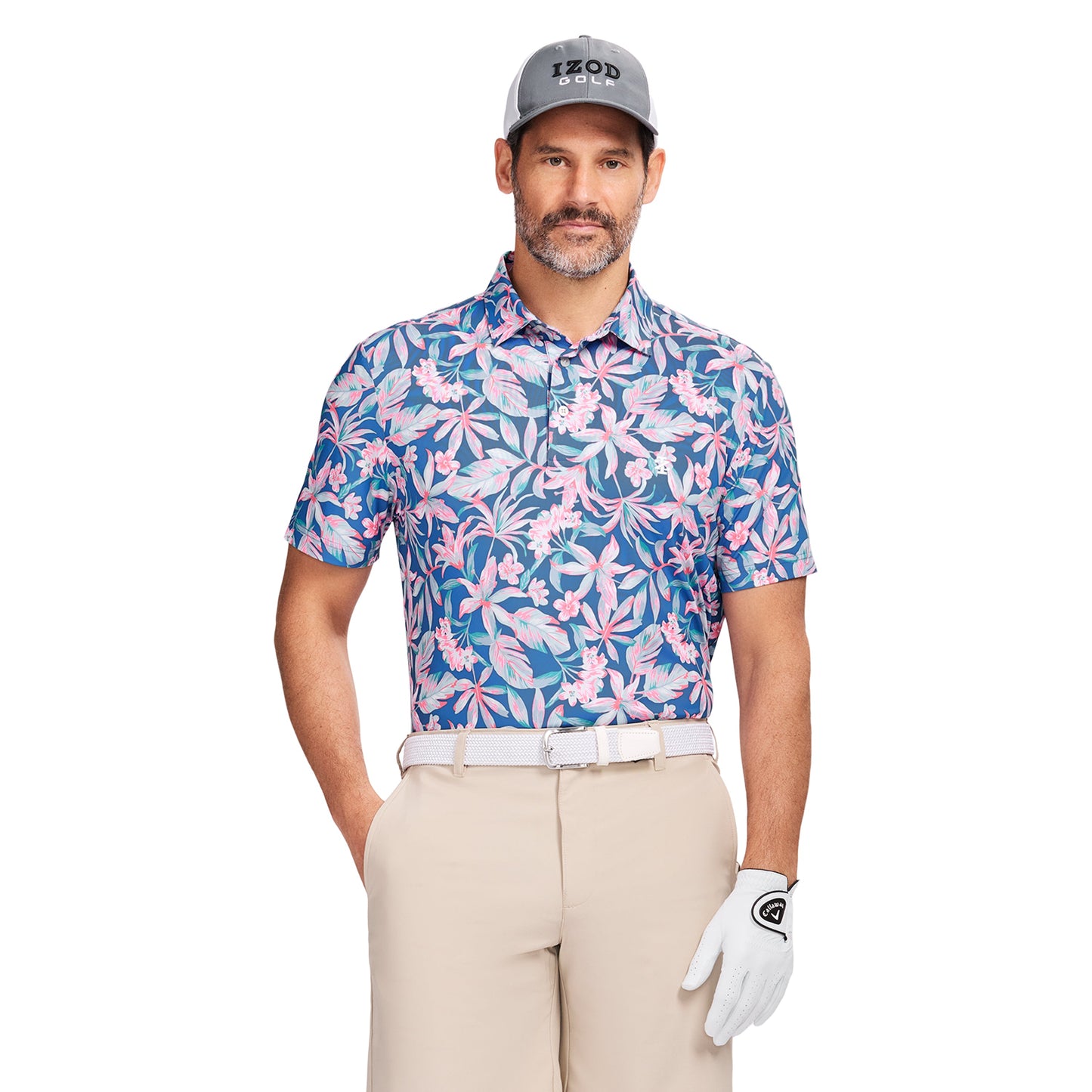 Izod GOLF SWINGFLEX ELITE PRINTED POLO - BRIGHT COBALT