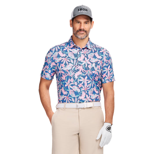 Izod GOLF SWINGFLEX ELITE PRINTED POLO - BRIGHT COBALT
