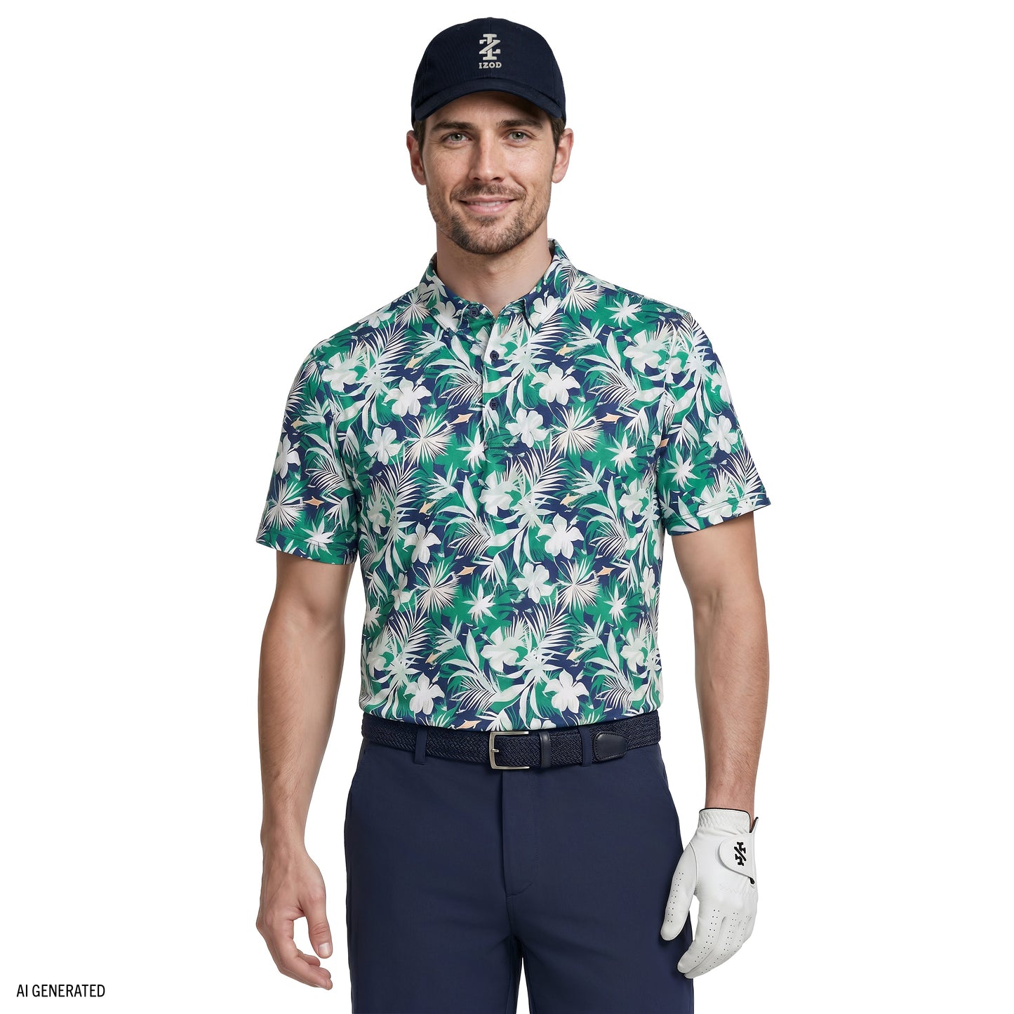 Izod GOLF SWINGFLEX ELITE PRINTED POLO - FIR