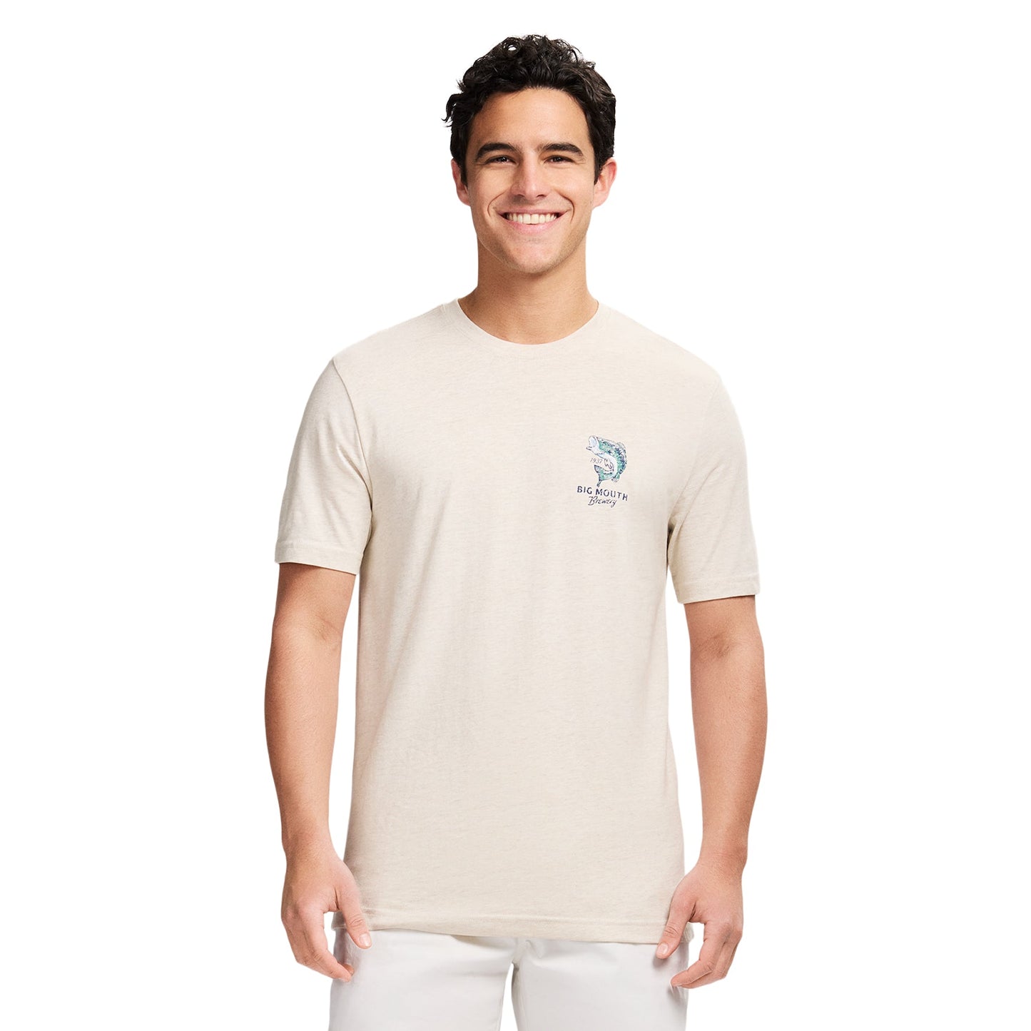 Izod Saltwater Short Sleeve Graphic Tee - Oatmeal Htr