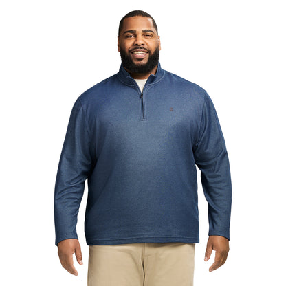 Izod Big & Tall Performance Comfort Striped Quarter Zip - Navy
