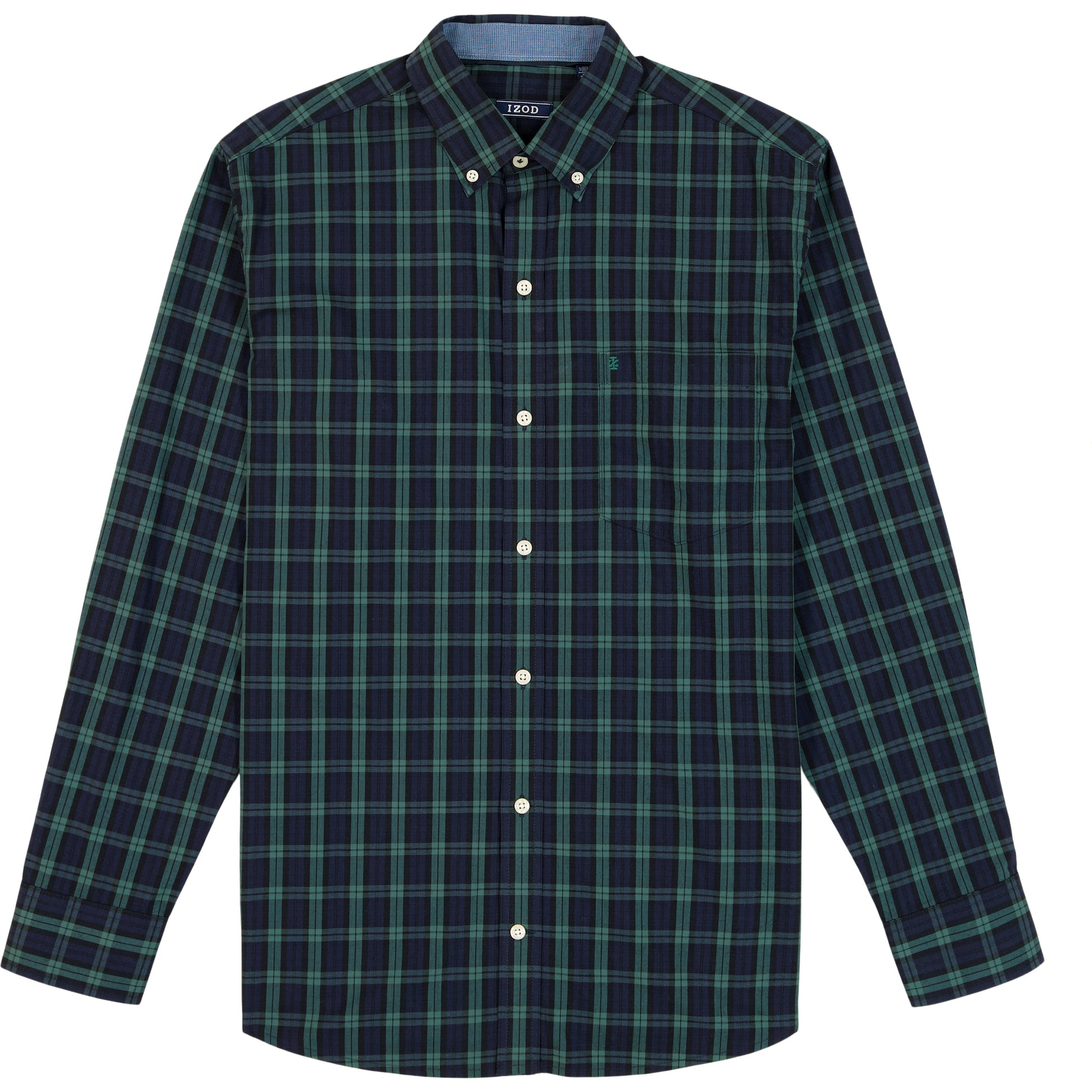 Izod Big & Tall Holiday Tartan Long Sleeve Button Down Shirt - Black