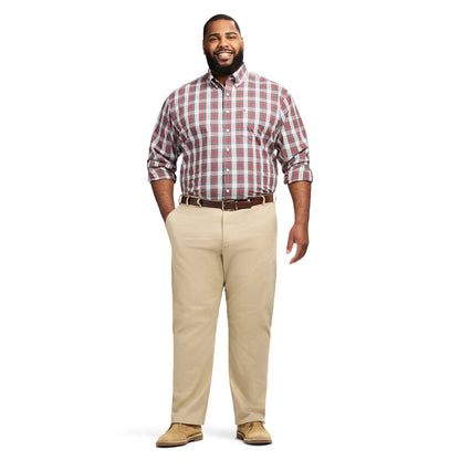 Izod Big & Tall Holiday Tartan Long Sleeve Button Down Shirt - Scarlet Sage