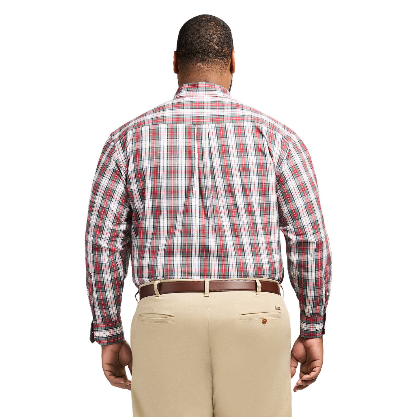 Izod Big & Tall Holiday Tartan Long Sleeve Button Down Shirt - Scarlet Sage