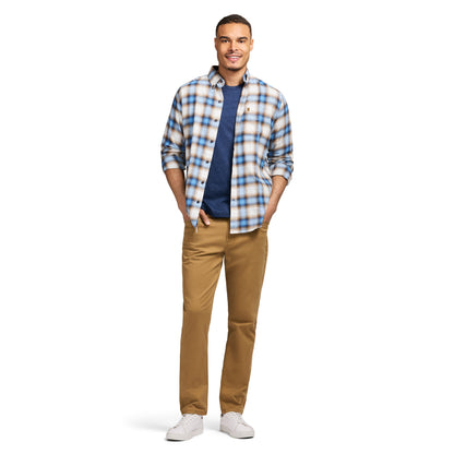 Izod Stratton Flannel Long Sleeve Button Down Shirt - True Navy