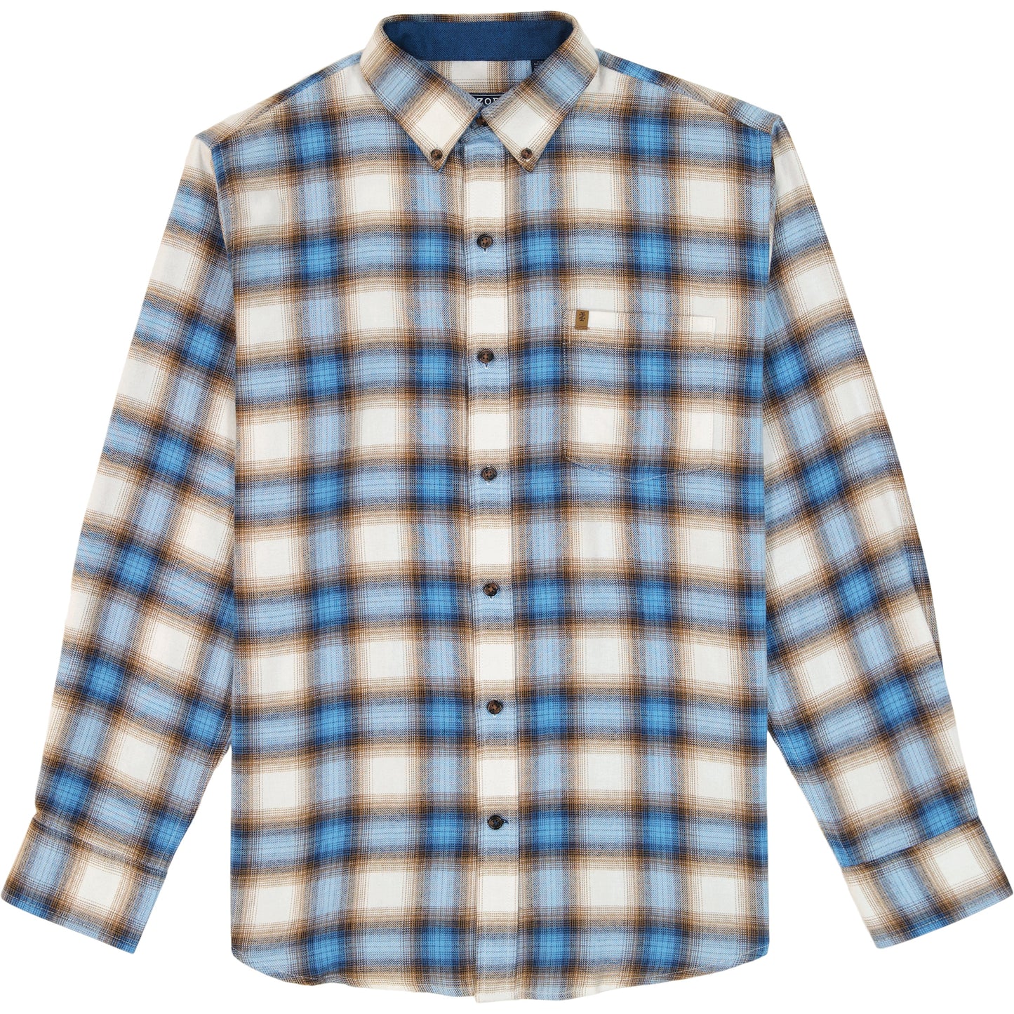 Izod Stratton Flannel Long Sleeve Button Down Shirt - True Navy