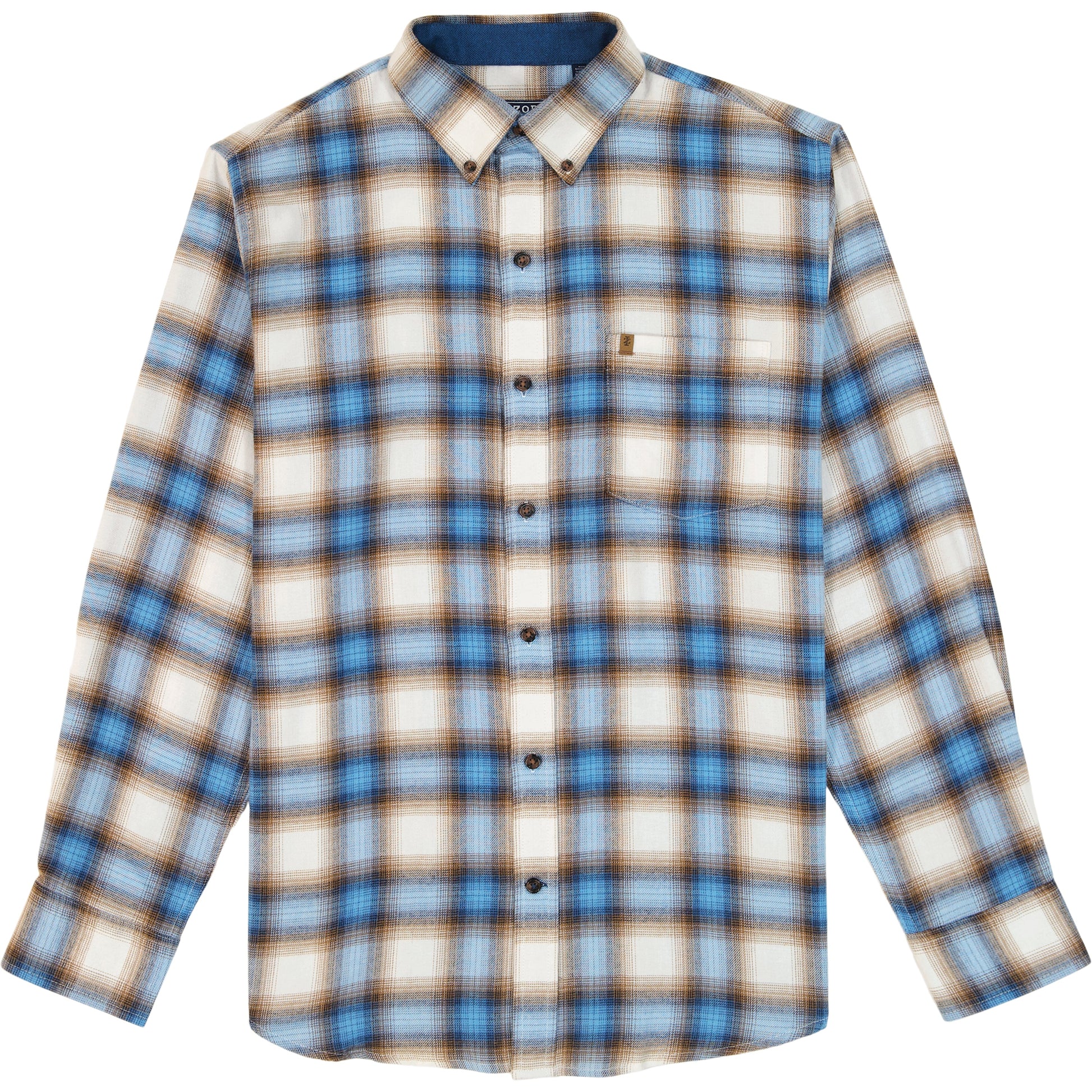 Izod Stratton Flannel Long Sleeve Button Down Shirt - True Navy