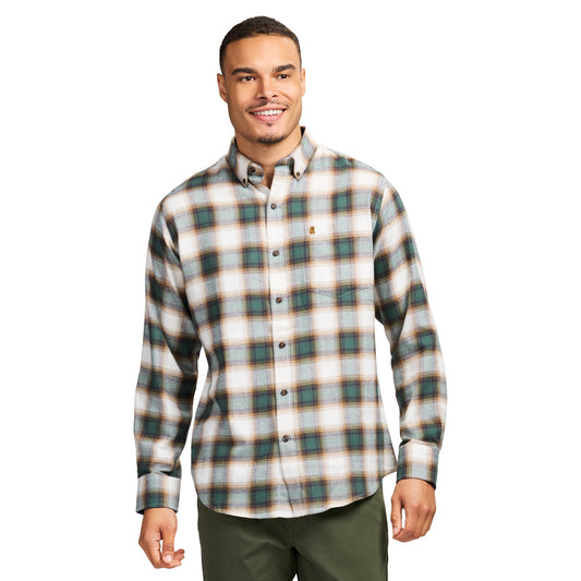Izod Stratton Flannel Long Sleeve Button Down Shirt - Smoke Pine