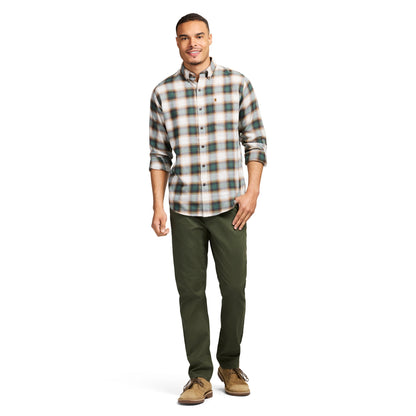 Izod Stratton Flannel Long Sleeve Button Down Shirt - Smoke Pine
