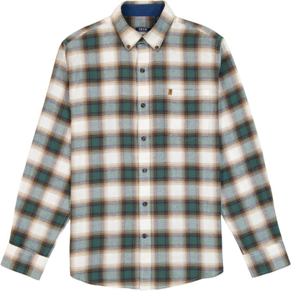 Izod Stratton Flannel Long Sleeve Button Down Shirt - Smoke Pine