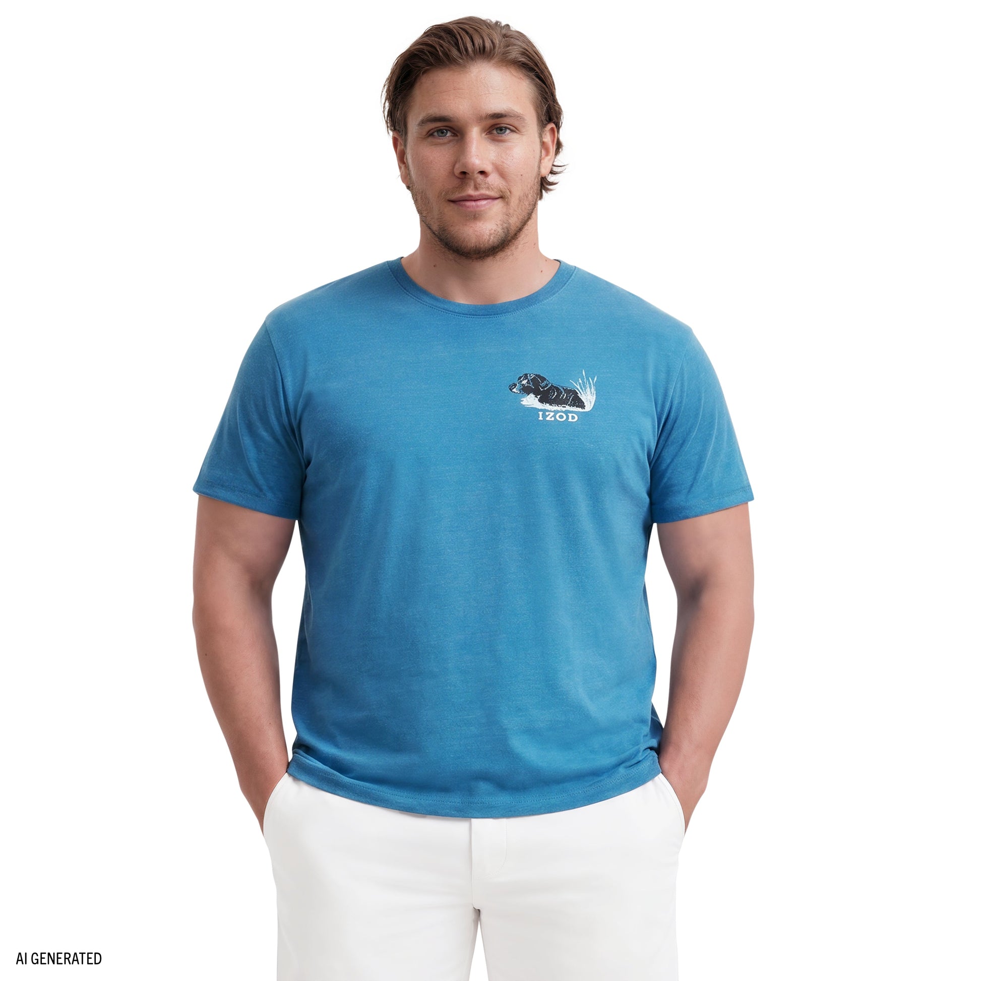 Izod BIG & TALL SALTWATER SHORT SLEEVE GRAPHIC TEE - BLUE SAPPHIRE
