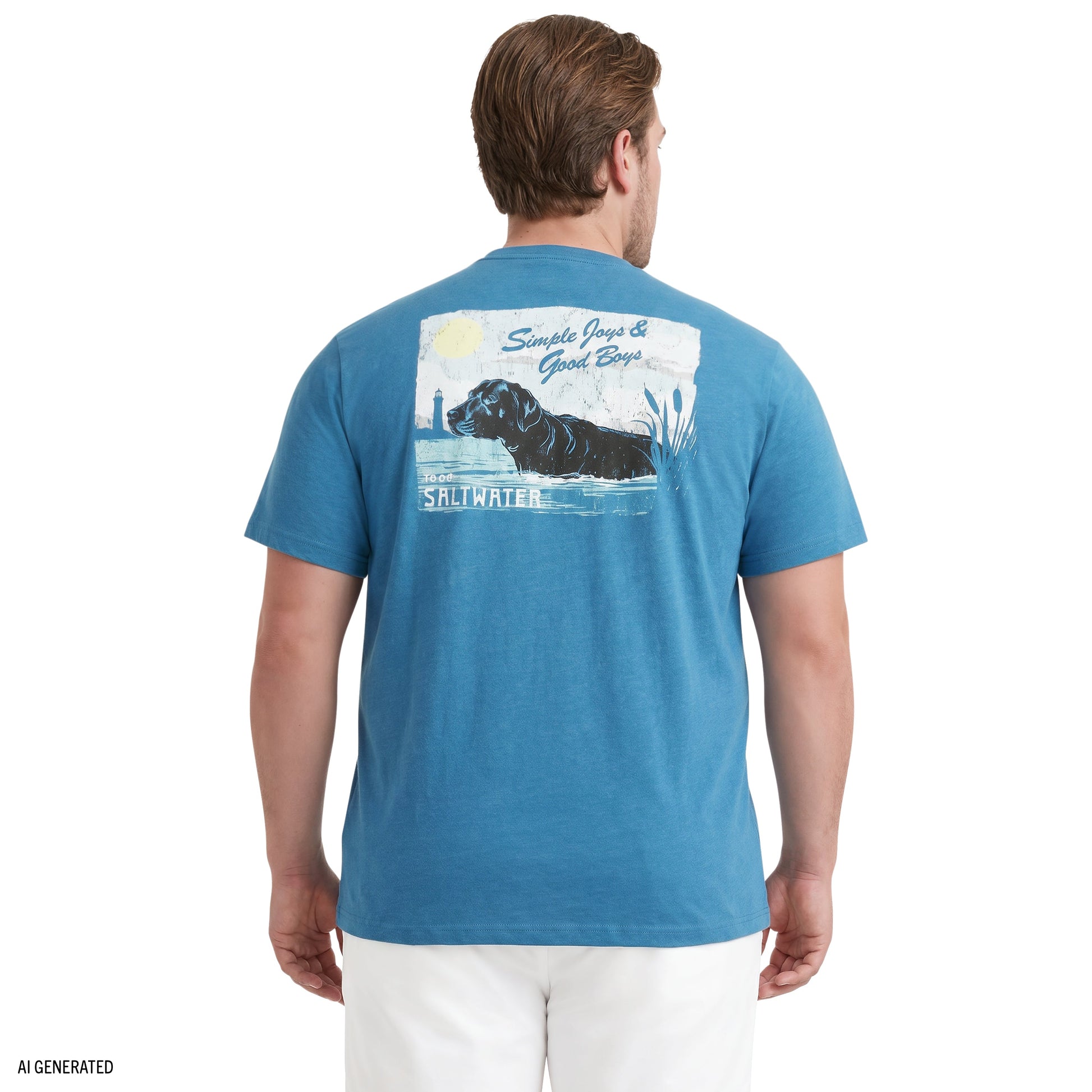 Izod BIG & TALL SALTWATER SHORT SLEEVE GRAPHIC TEE - BLUE SAPPHIRE