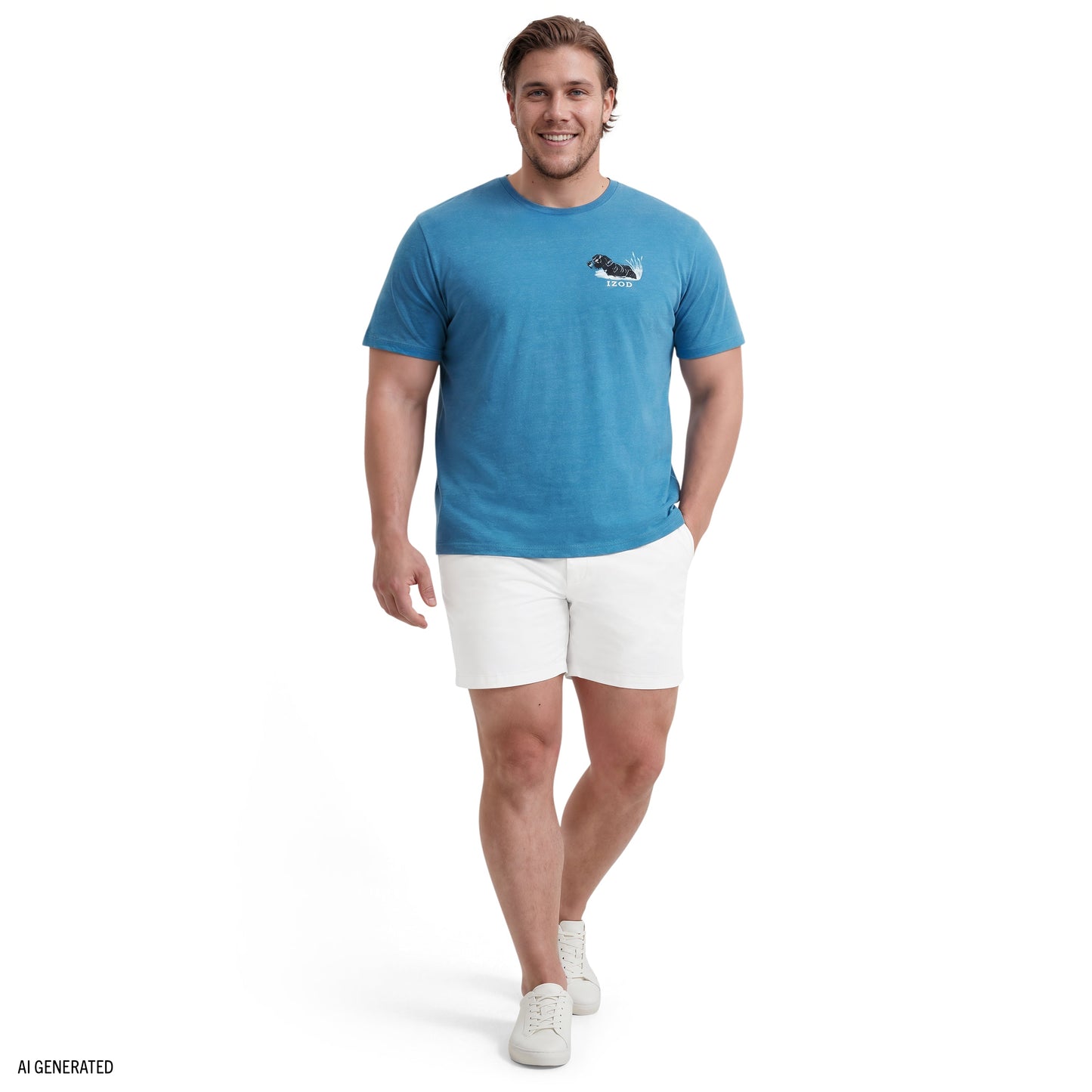 Izod BIG & TALL SALTWATER SHORT SLEEVE GRAPHIC TEE - BLUE SAPPHIRE
