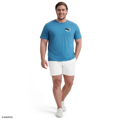 Izod BIG & TALL SALTWATER SHORT SLEEVE GRAPHIC TEE - BLUE SAPPHIRE