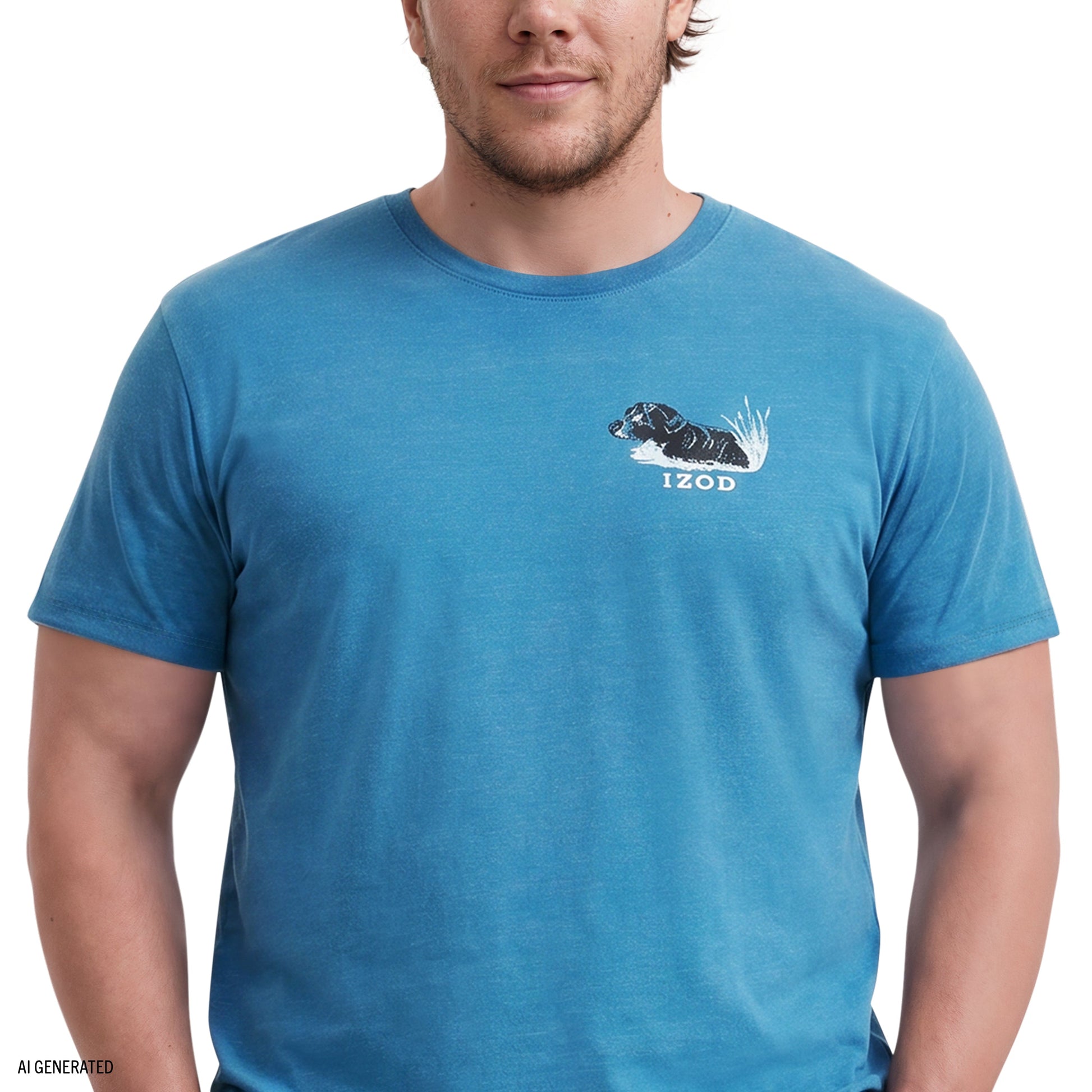Izod BIG & TALL SALTWATER SHORT SLEEVE GRAPHIC TEE - BLUE SAPPHIRE