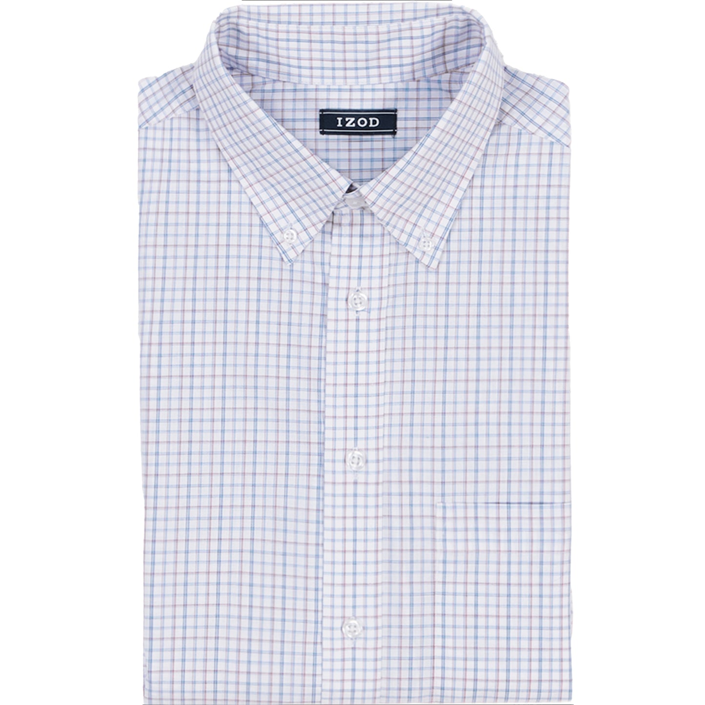 Izod All Over Stretch Plaid Button Down Dress Shirt (Button Down Collar) - Phlox Pink