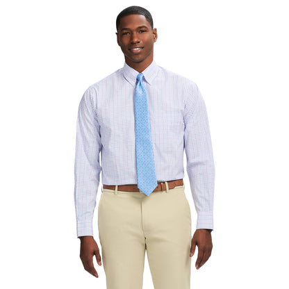 Izod All Over Stretch Plaid Button Down Dress Shirt (Button Down Collar) - Phlox Pink