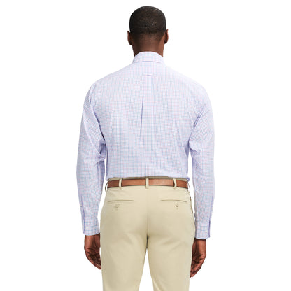 Izod All Over Stretch Plaid Button Down Dress Shirt (Button Down Collar) - Phlox Pink