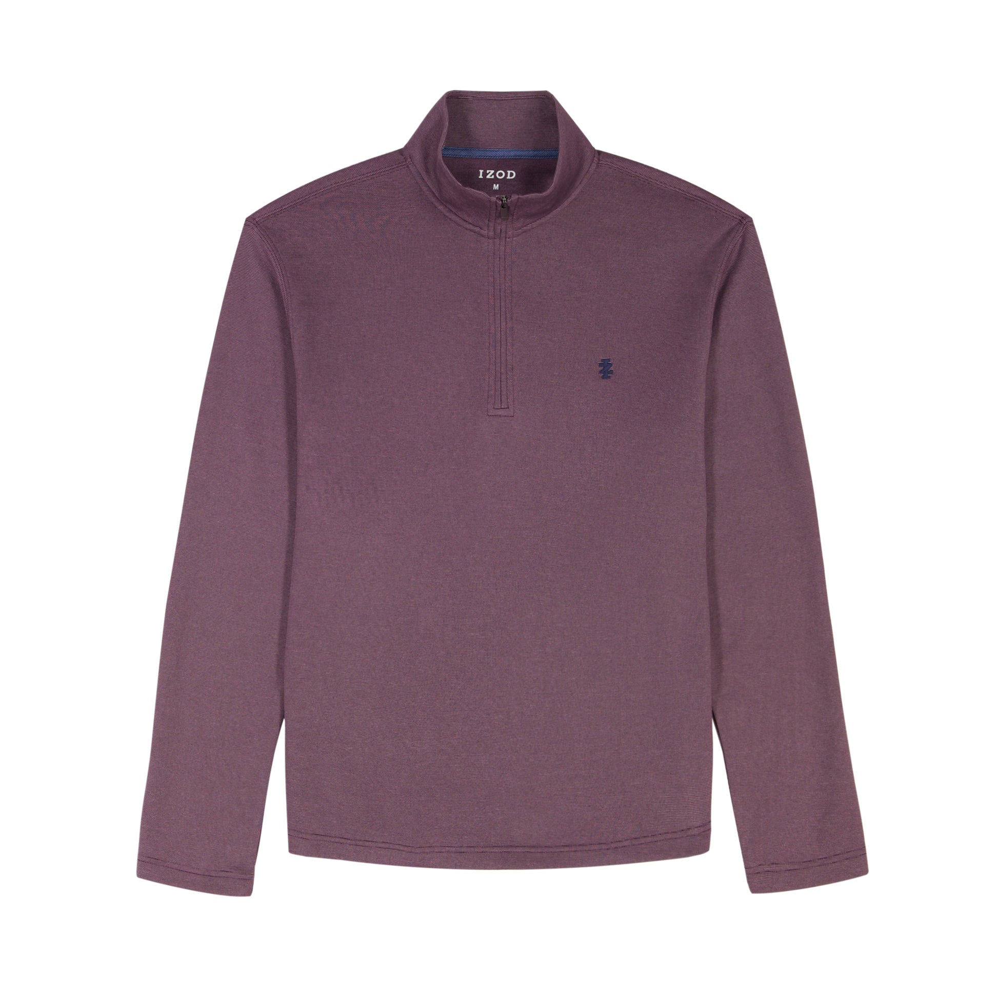 Izod Performance Comfort Striped Quarter Zip - Plum