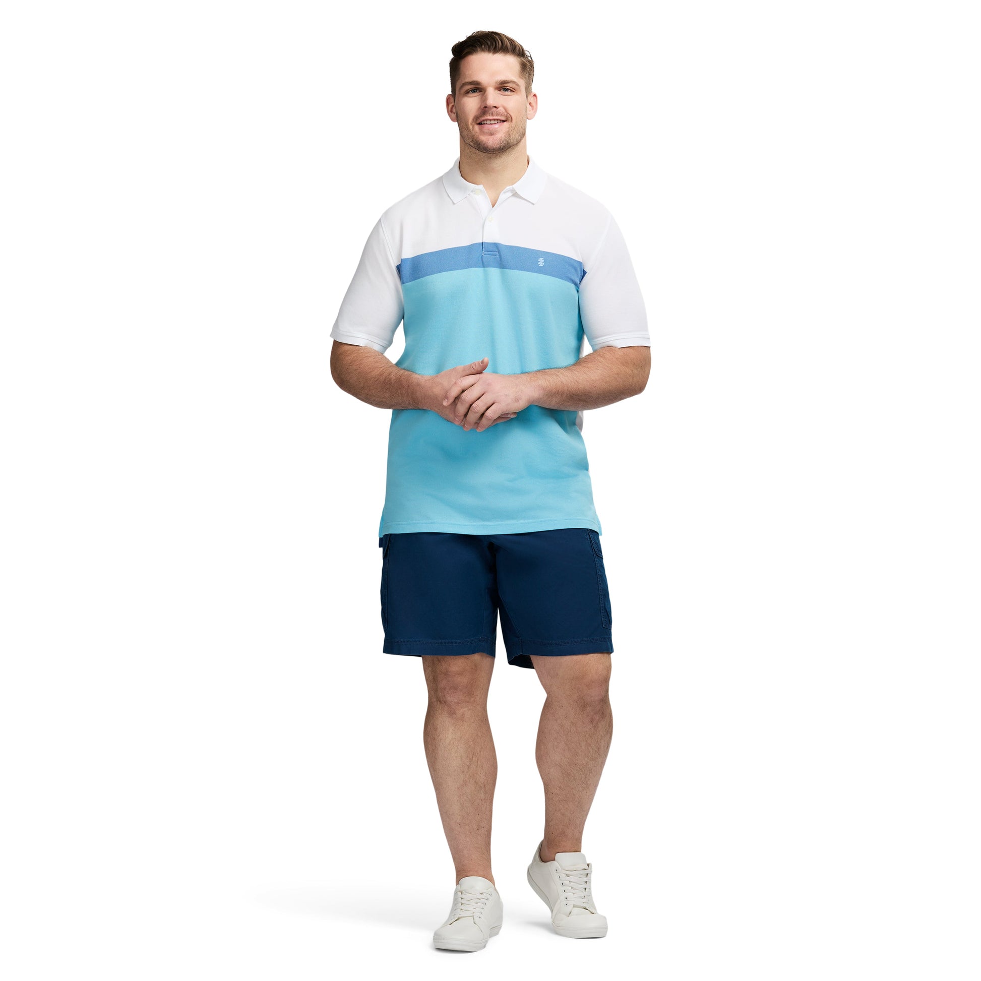 Izod Big & Tall Advantage Performance Stripe Polo Shirt - Bright White