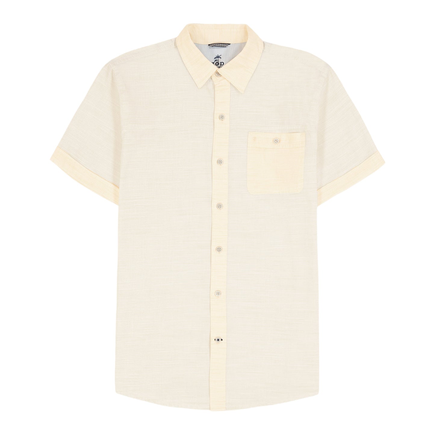 Izod Big & Tall Dockside Solid Chambray Short Sleeve Button Down Shirt - Banana Cream
