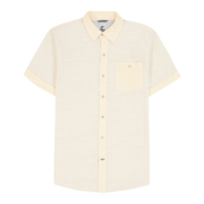 Izod Big & Tall Dockside Solid Chambray Short Sleeve Button Down Shirt - Banana Cream