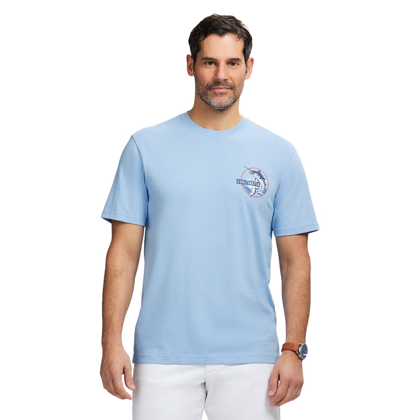 Izod Saltwater Short Sleeve Graphic Tee - Placid Blue