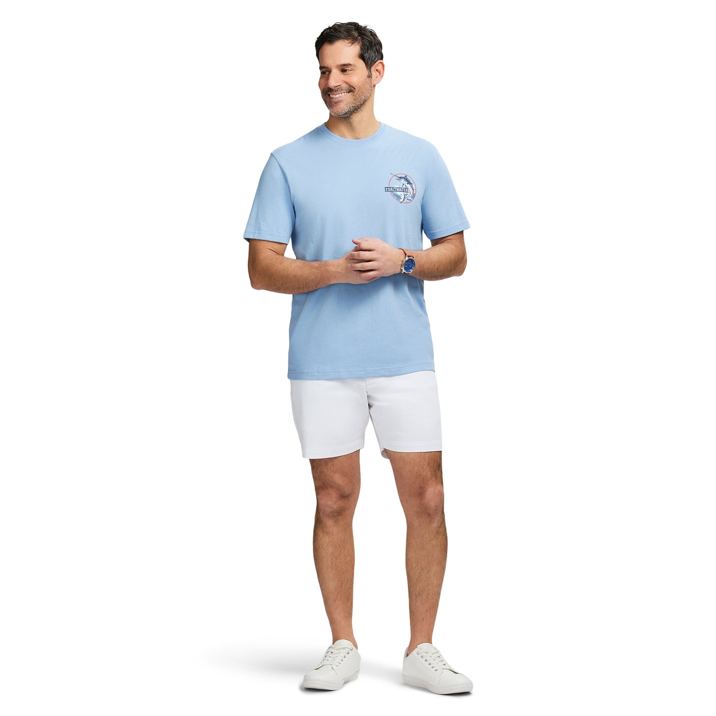 Izod Saltwater Short Sleeve Graphic Tee - Placid Blue