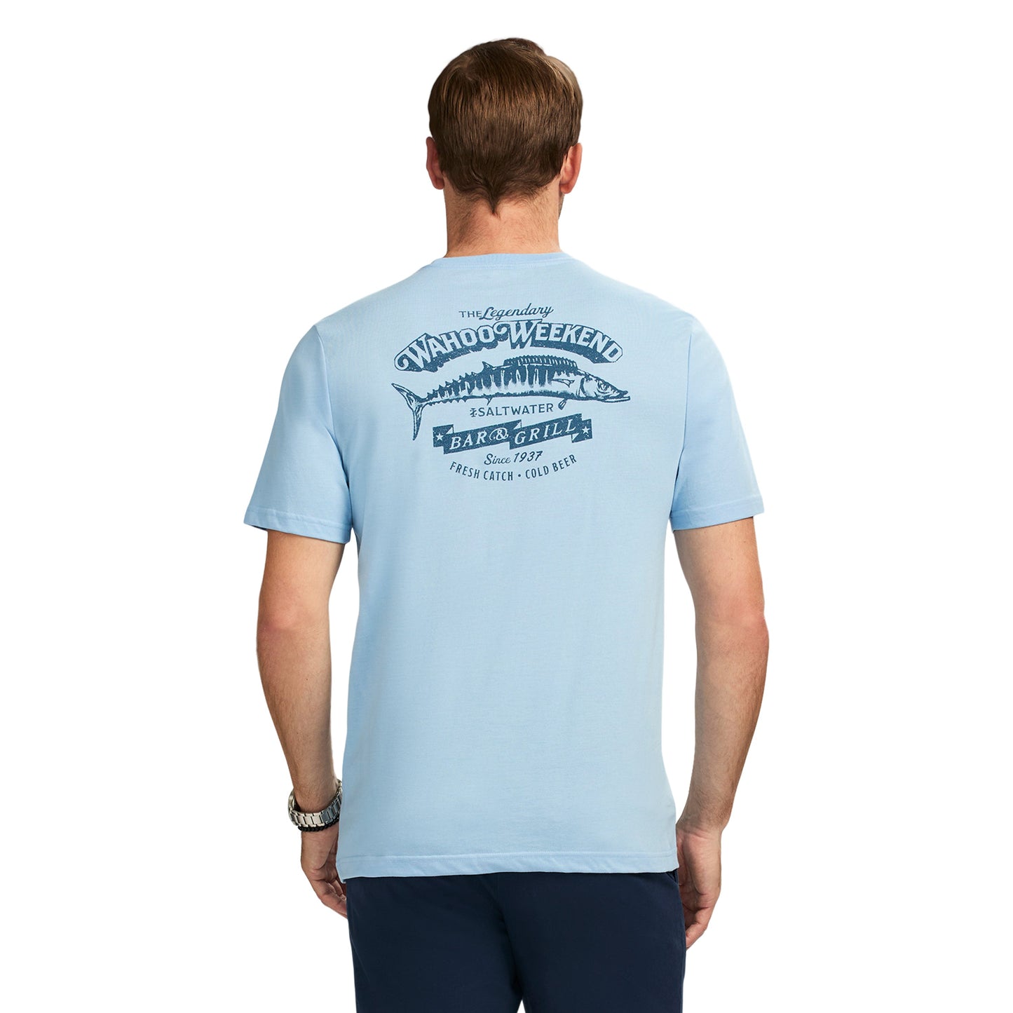 Izod Saltwater Short Sleeve Graphic Tee - Placid Blue