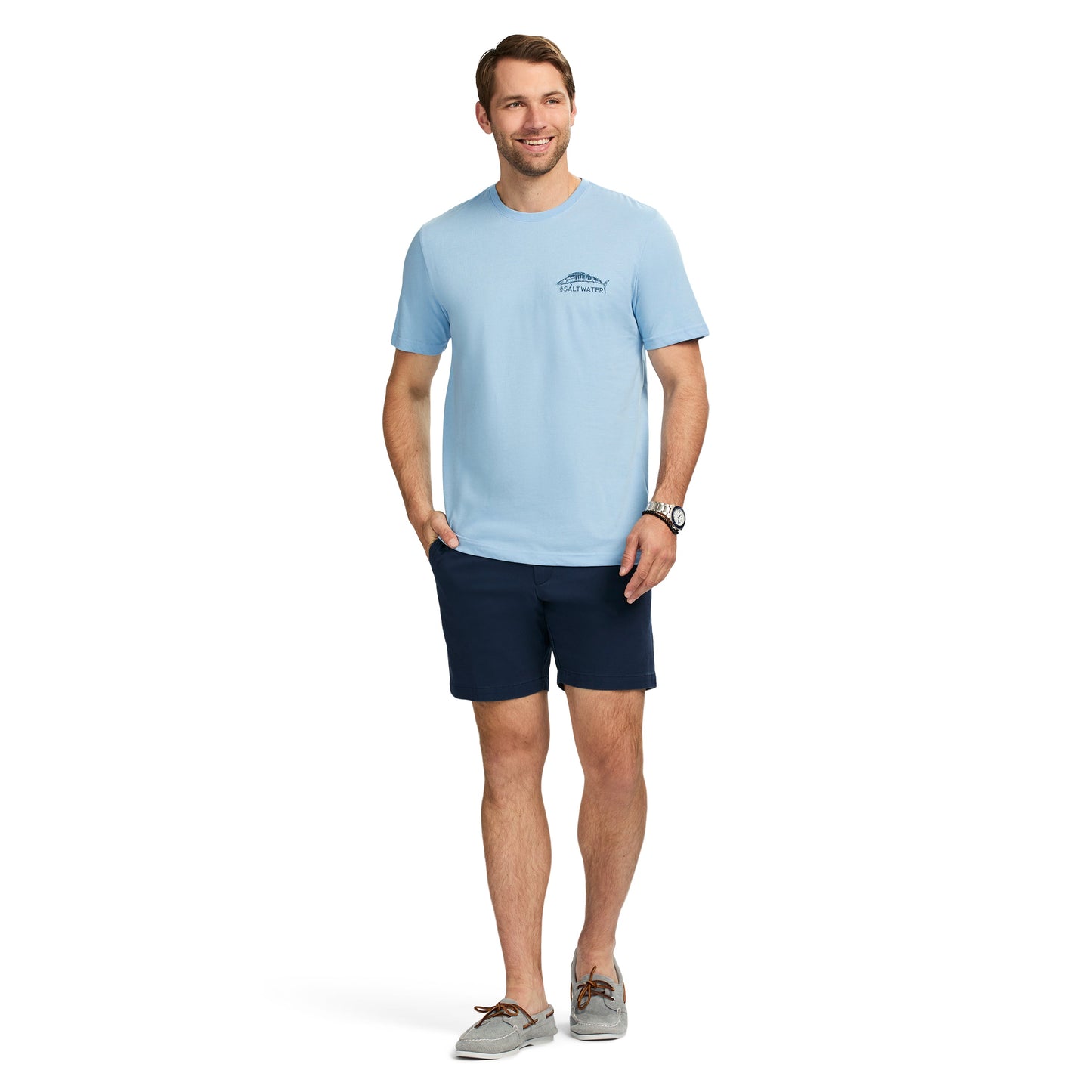 Izod Saltwater Short Sleeve Graphic Tee - Placid Blue