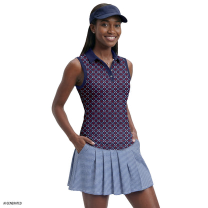 Izod ALLY PRINTED SLEEVELESS POLO - SODALITE BLUE