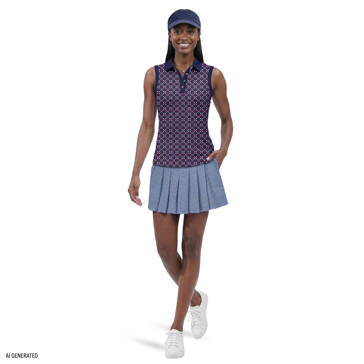 Izod ALLY PRINTED SLEEVELESS POLO - SODALITE BLUE