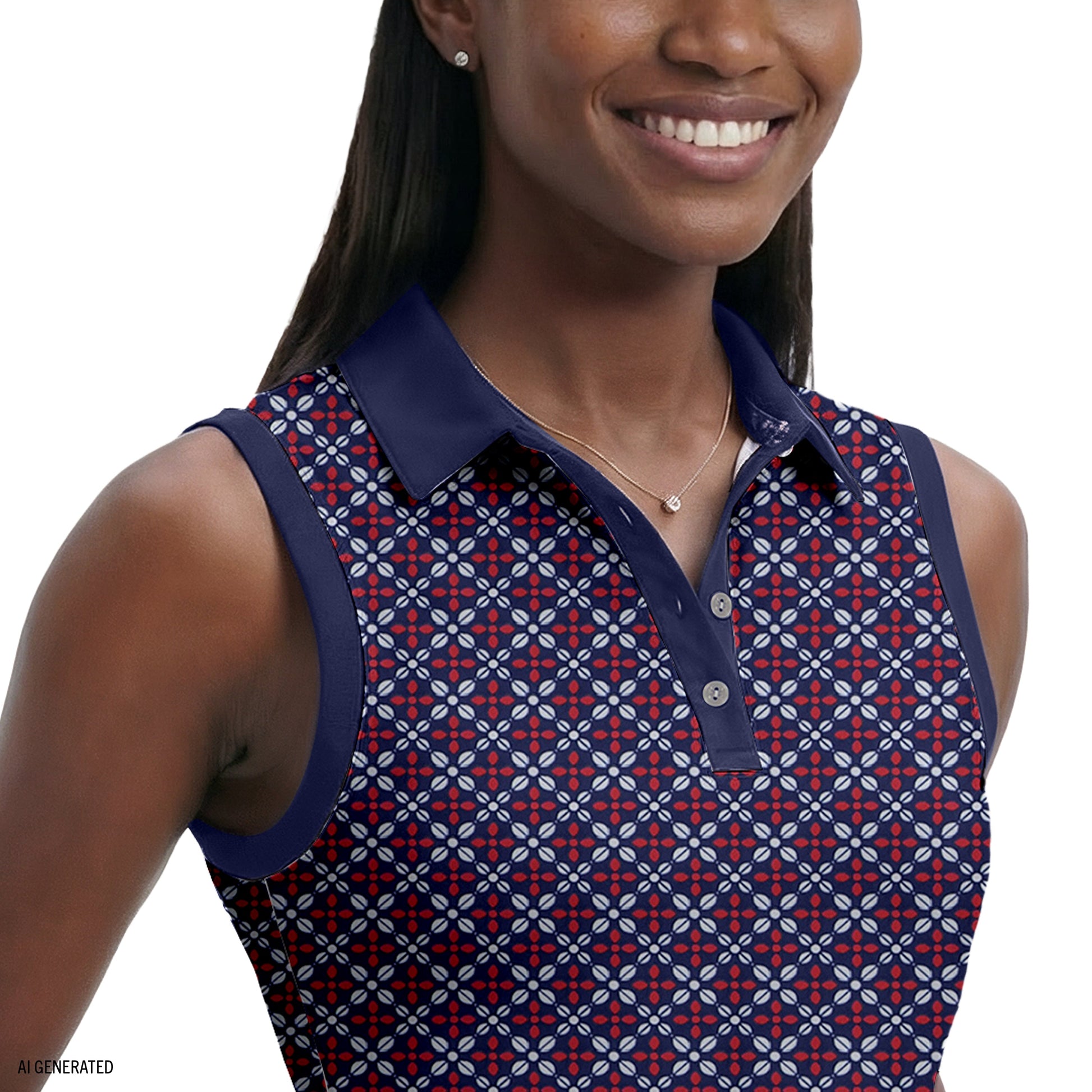 Izod ALLY PRINTED SLEEVELESS POLO - SODALITE BLUE