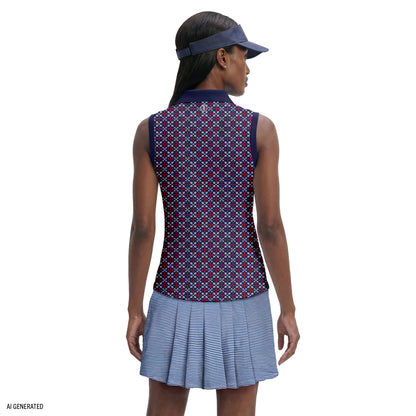 Izod ALLY PRINTED SLEEVELESS POLO - SODALITE BLUE