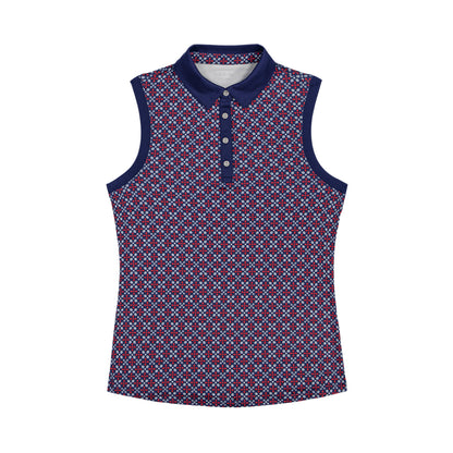 Izod ALLY PRINTED SLEEVELESS POLO - SODALITE BLUE